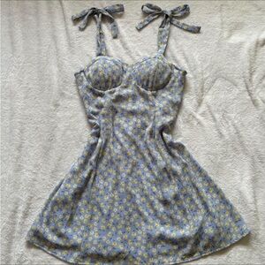 Lily Rose Blue and Yellow Floral Mini Dress